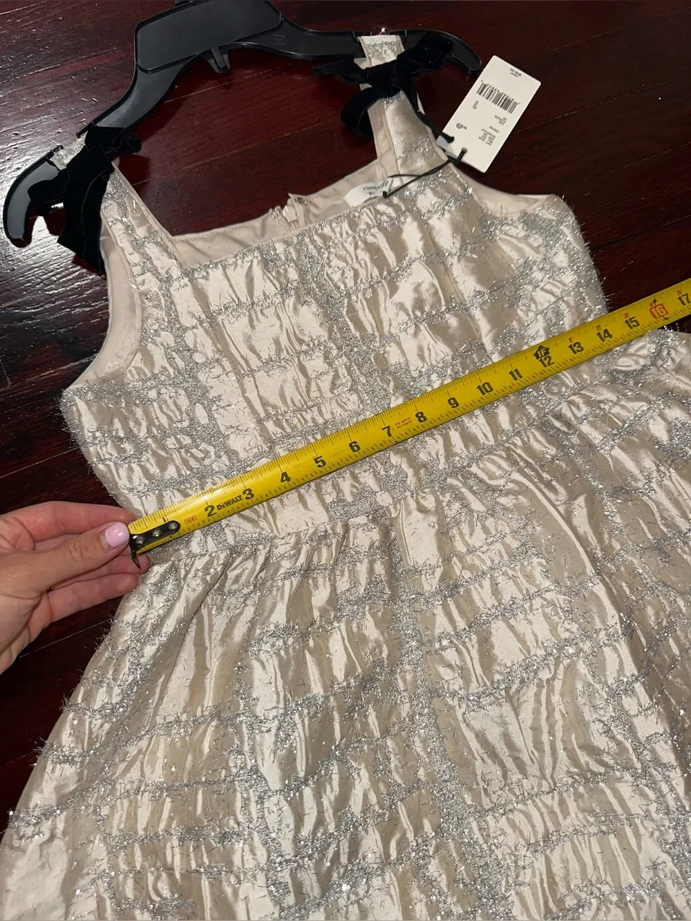 a Loves a Girls Cream Metallic Patterned Tie-Shoulder Party Dress Size XL